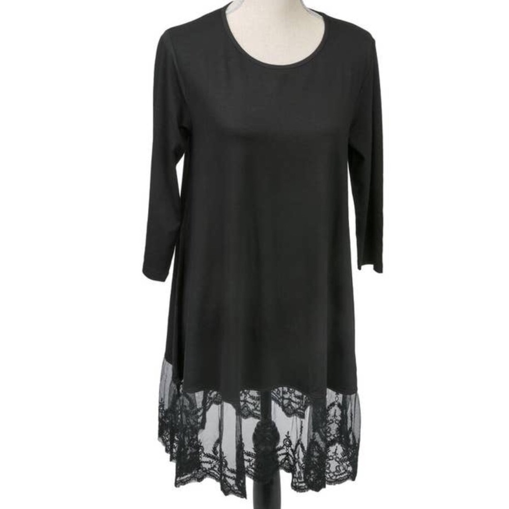 4 PK 3/4 Sleeve Tunic Tops With Lace Trim
